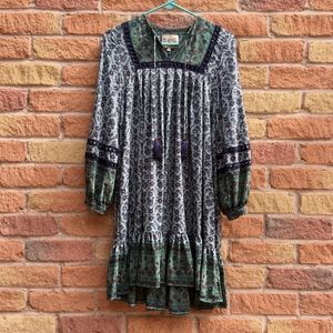 Sea NY "Allura" SILK Boho Tunic Dress in Jade